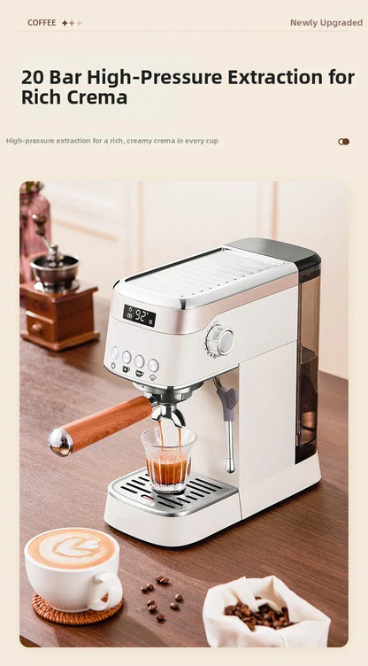 Pro Semi-Automatic Espresso Machine 20Bar Pressure, Compact for Small Kitchens, Built-in Milk Frother, Fast Heating Energy Savi