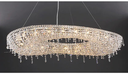 2025 Modern Luxury Round Oval Crystal Chandelier For Living Dining Room Chrome Luster LED Pendant Lights Hotel Duplex Villa Lamp