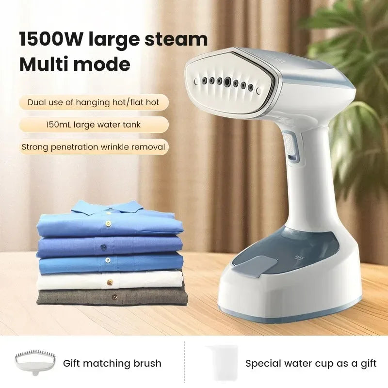 1500W Foldable Electric Fabric Steamer Fast-Heat Handheld Steam Iron for Home Travel Garment Care
