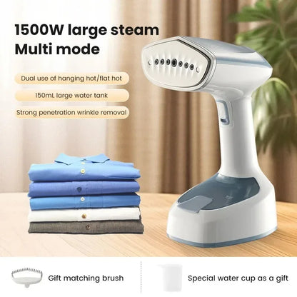1500W Foldable Electric Fabric Steamer Fast-Heat Handheld Steam Iron for Home Travel Garment Care