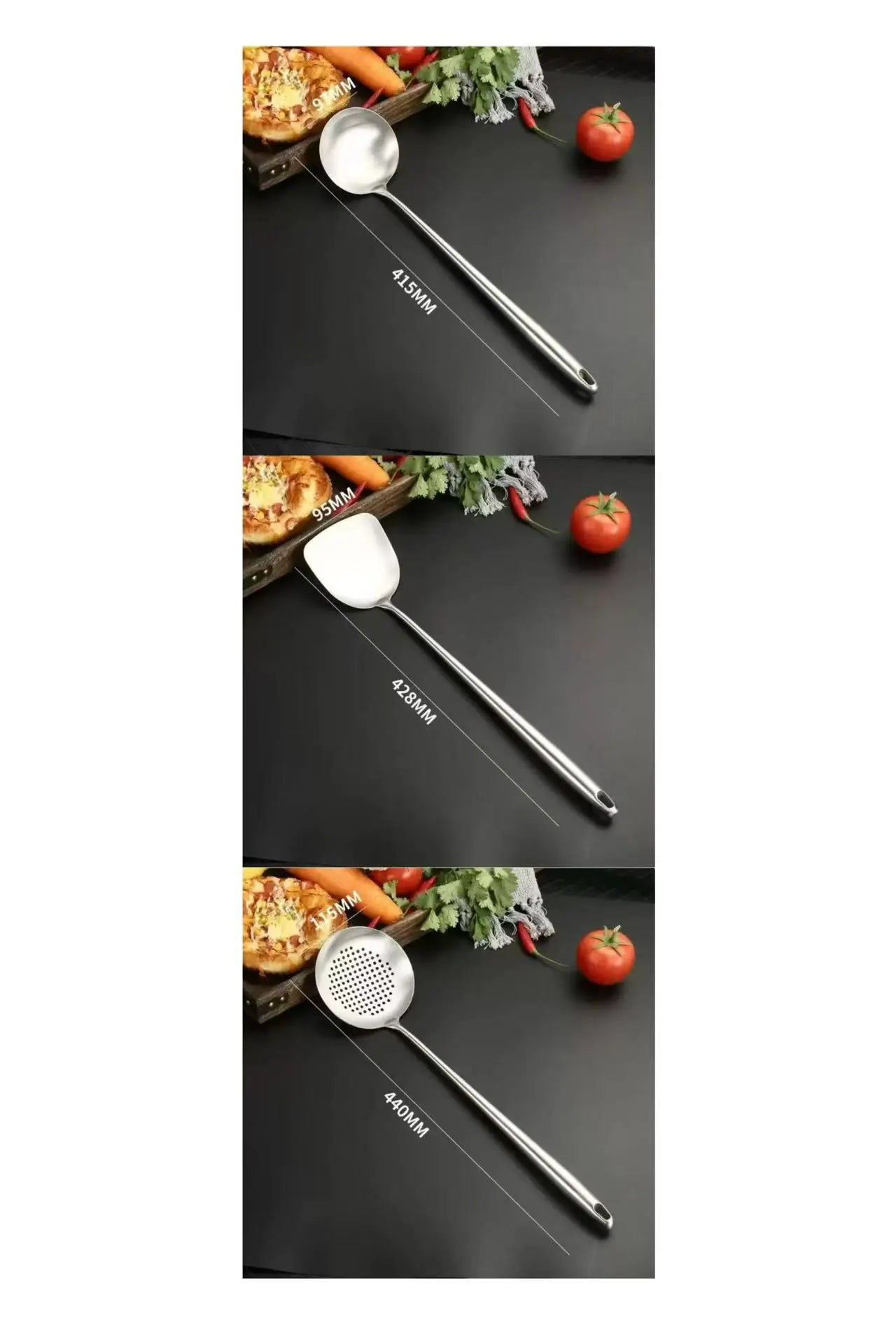 Stainless Steel Wok Spatula Metal kitchen utensils Slotted Turner Spoon Ladle Cooking Tools Utensil Set Kitchen Accessories