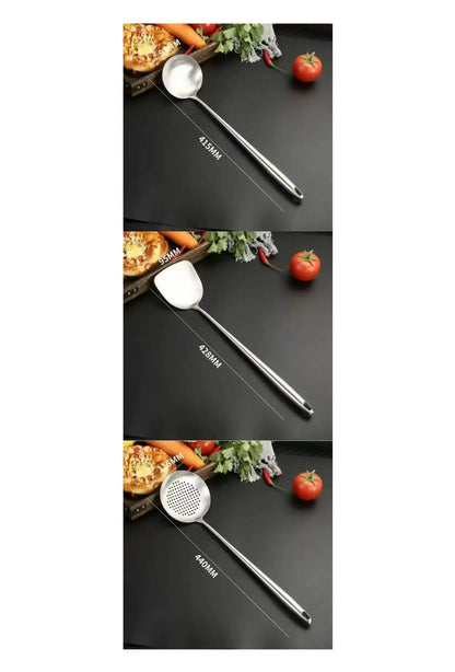 Stainless Steel Wok Spatula Metal kitchen utensils Slotted Turner Spoon Ladle Cooking Tools Utensil Set Kitchen Accessories