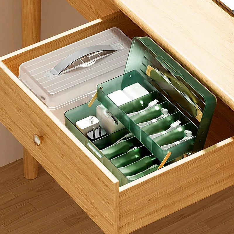 1pc Data Cable Storage Box Power Charging Cable Mobile Phone Charger Plug Organizer Desktop Cable Management Bobbin Winder