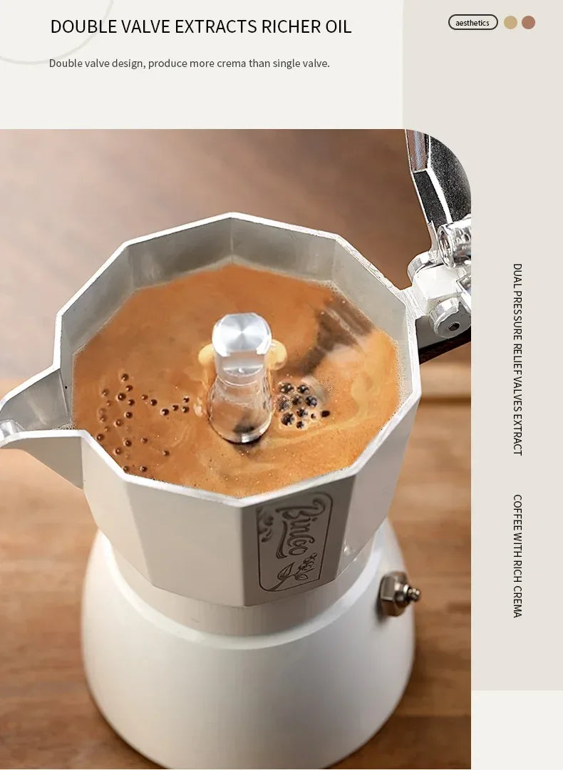 Bincoo Dual Valve Moka Pot Espresso Maker Electric for Home Camping Coffee Extraction Tool Italian Barista Tool Espresso Machine