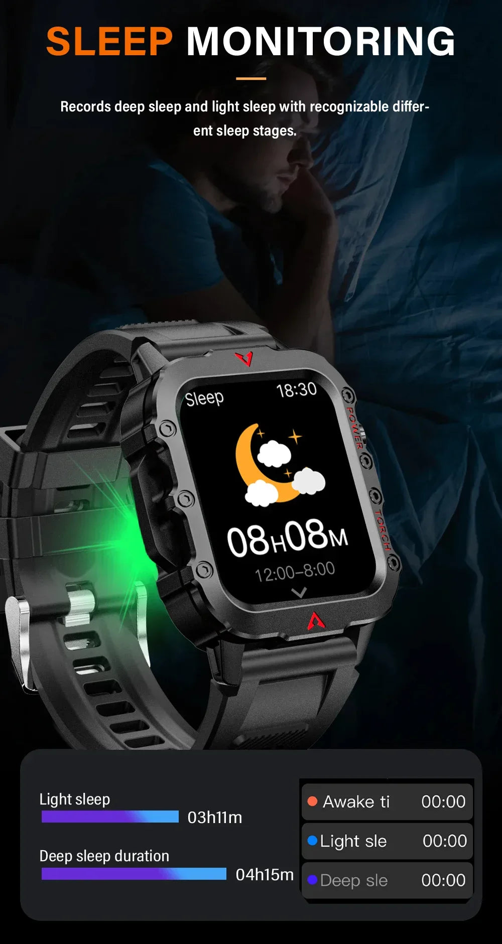 LAXASFIT 2024 Outdoor Military Men's Smart Watch Bluetooth Talk Sports Heart Rate Monitor Smart Watch Android IOS