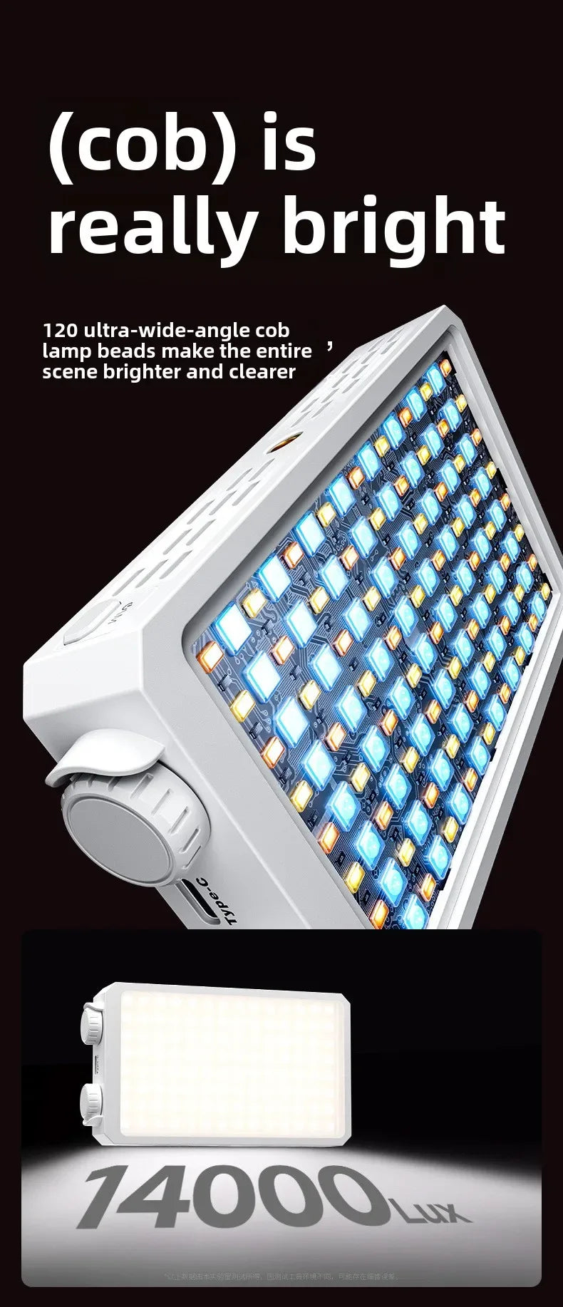 Portable LED video light 40W mini small portable fill light with built-in rechargeable battery, which can charge mobile phone PD
