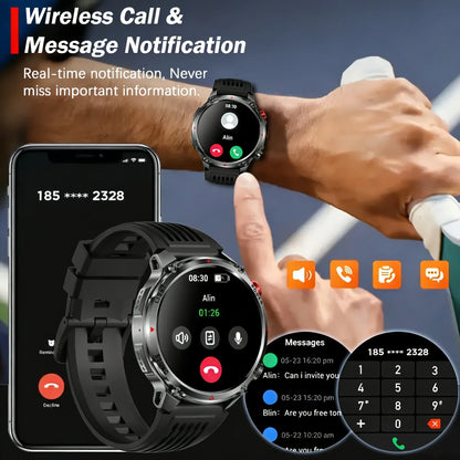 2026 Edition Military Outdoor Sports Smartwatch 1.7-inch AMOLED screen 1100 mAh battery LED flashlight Bluetooth call Waterproof