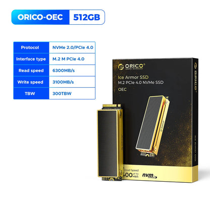 ORICO Gaming PCIe4.0 M.2 NVMe SSD PS5 7400MB/S Internal Solid State Drive Gen4 for High End Computing Gamer Heavy Duty Works