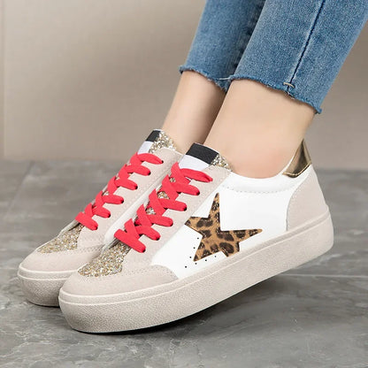 Kalsooni 2024 Autumn New Lightweight Sneakers Non-slip SoftThick Sole Casual Shoes for Women Sequins Star Patchwork Shoes
