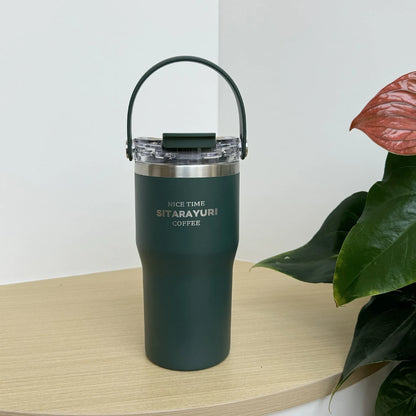 JUSTINLAU 600/900ml Insulated Cups Stainless Steel Double-drinking Thermos Cup with Handle& Straw Sports Bottle Car Ice Tumbler