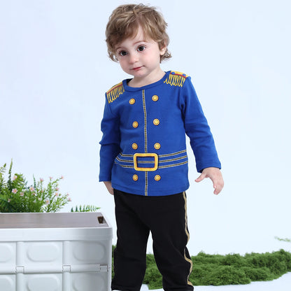 Todder Boys Prince Charming Costume Halloween Fireman Clothes Infant Photography Clothing Baby Carnival Cosplay Striped Prisoner