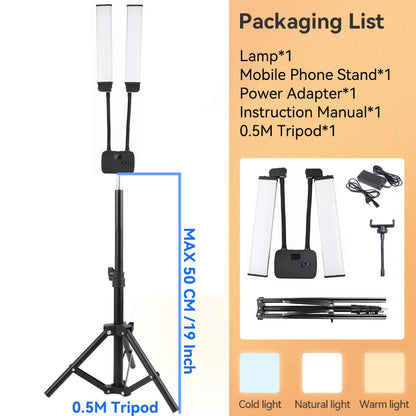 45W LED Video Light Double Arms Fill LED Light Selfie Light Long Strips LED Light for Photo Studio Live Broadcast Tiktok Stream
