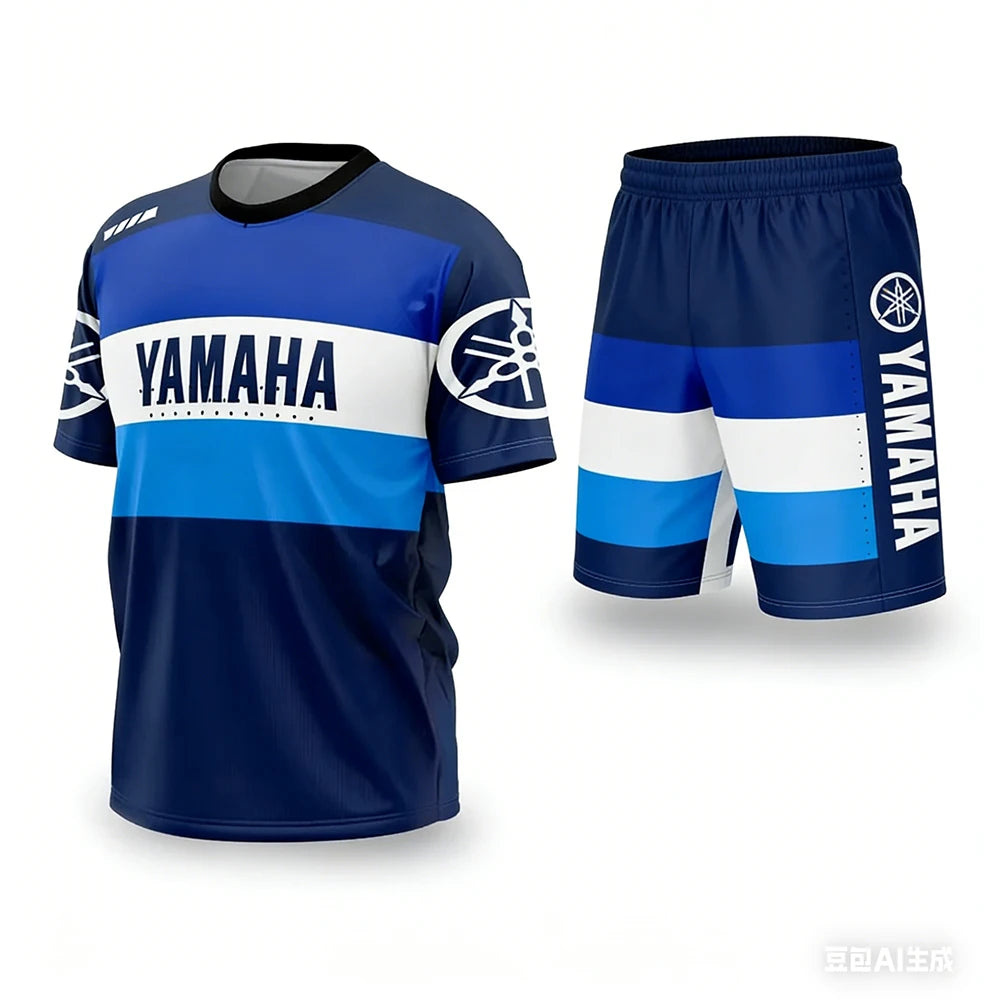 New Summer Yamaha Men's and Women's Motorcycle Riding T-shirt Set Loose Breathable Quick Drying Sports T-shirt Recommended for O