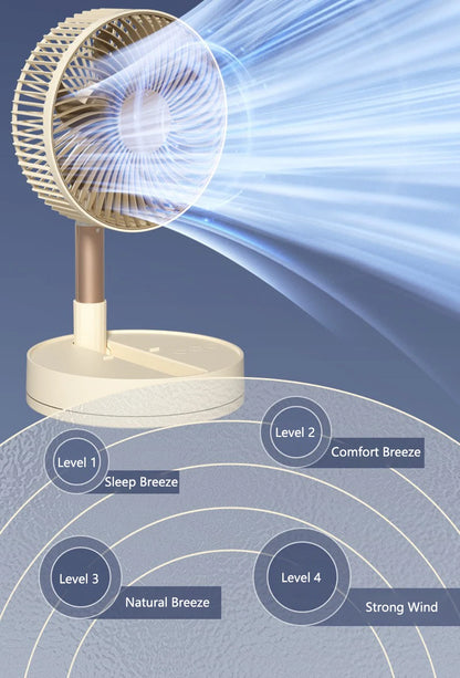 Lenovo USB Foldable Portable Fan 8inch 4 Speeds Timing Battery Operated Mini Floor Fan for Bedroom Indoor or Outdoor Table Fan