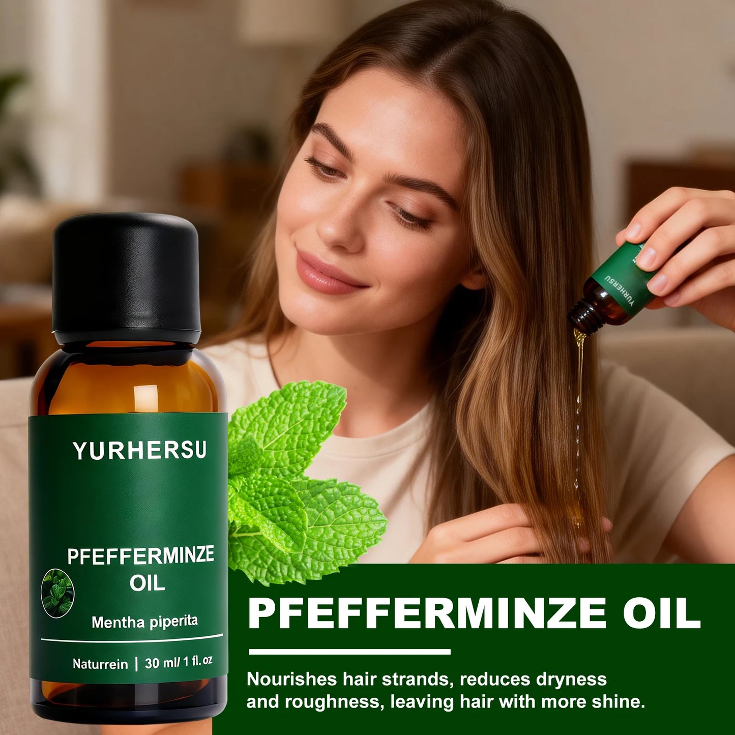 Peppermint Essential Oil 30ml for Focus & Energy, Mental Clarity, Cooling Inhalation, Study/Work, 100% Pure