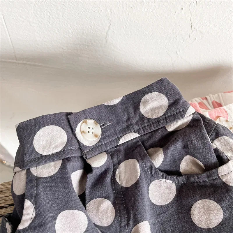 deer jonmi 2022 Summer Baby Girls Polka Dots Shorts Korean Style Children Cotton Trousers Toddlers Kids Casual Shorts