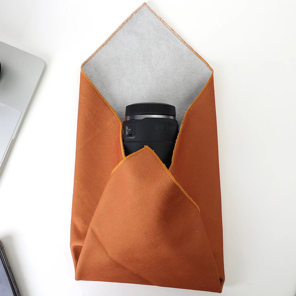 Protective Wrap Soft Cleaning Cloth for Camera Lens Tablet Dustproof Self Adhesive Lens Wrapping Foldable Cloth Camera Bag