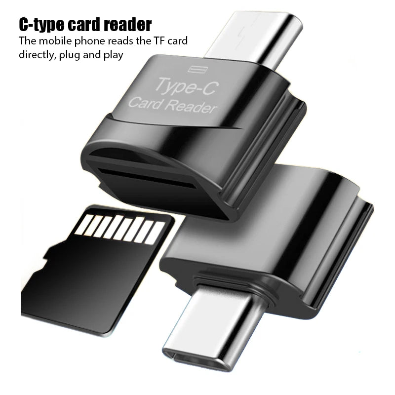 High Speed Micro SD to Type C Card Reader OTG USB Type-C Adapter Phone External Memory TF SD Card Adapter for Laptop Cell Phone