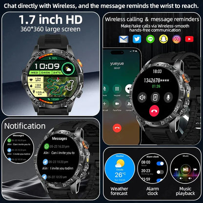 LIGE New Military For T-Rex 3 Ultra Smart Watch 1000mAh Battery IP68 Waterproof Compass Flashlight Sports Tracker Smartwatch Men