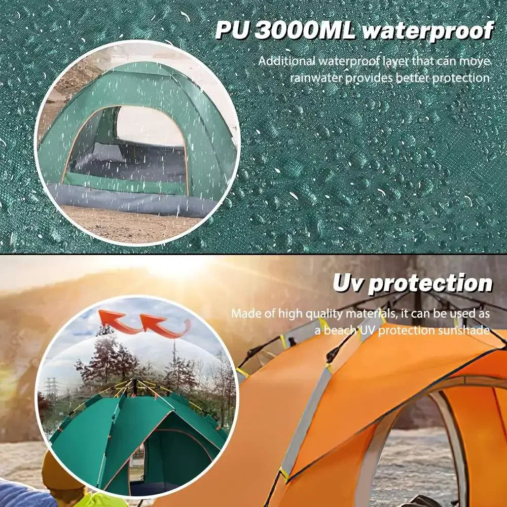 One-click automatic camping tent, double, waterproof roof, double door, outdoor, 2-3