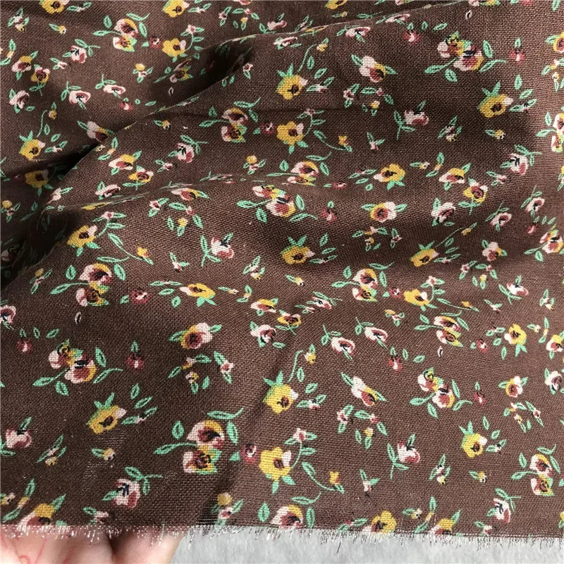 145cm Wide Printed Cotton and Linen Fabric Small Floral Patterns Retro Shirt Dress DIY Clothing Sewing Fabric 90% Cotton Content