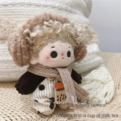 10cm Cotton Doll Clothes Prince Set Autumn Winter Style Starfish Body Wearable Plush Doll Change Retro Skirt Overalls Set