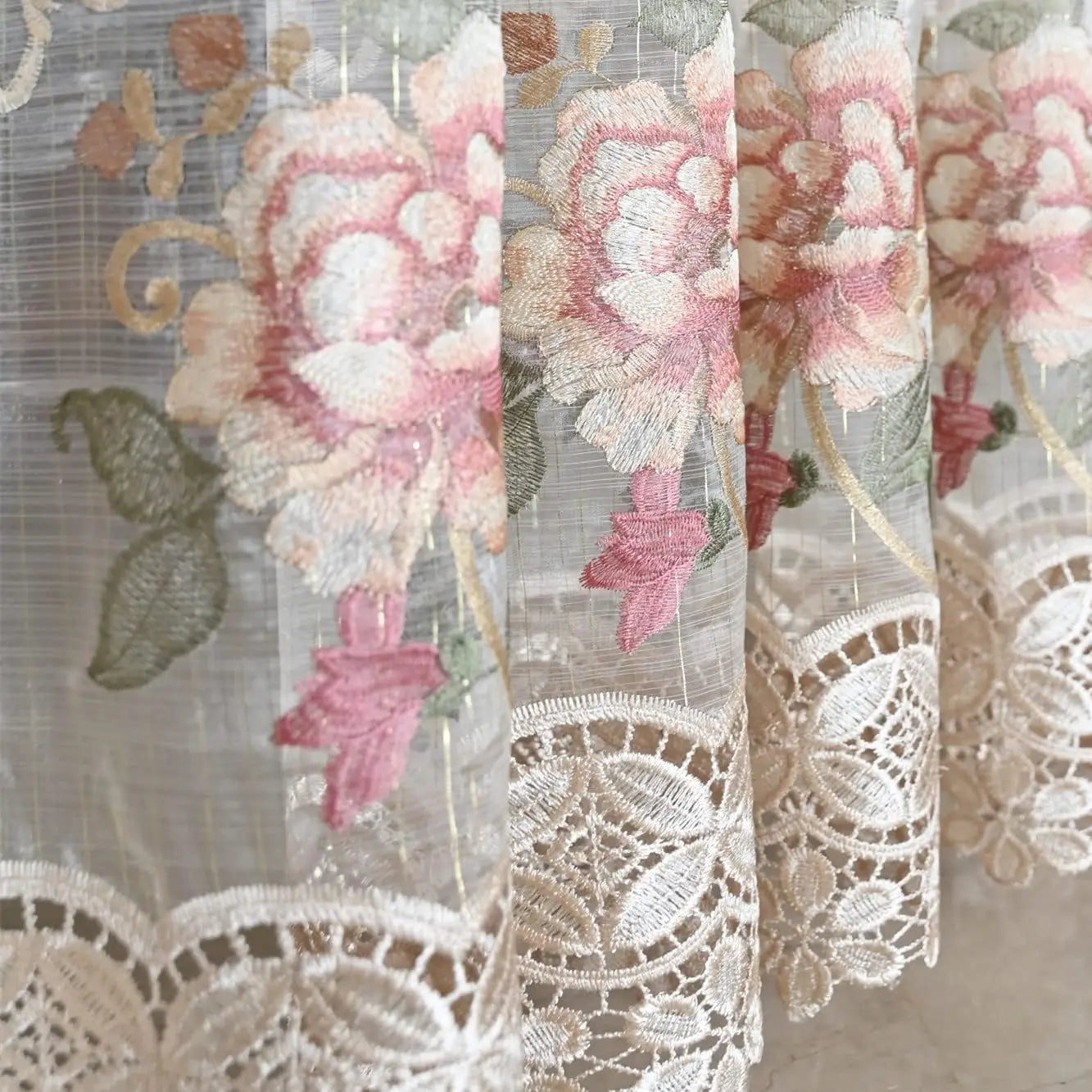 Luxury European Style Velvet Embroidery Curtains for Living Room Bedroom Embroidery Flowers Semi Hollow Blackout Curtain 1 Panel