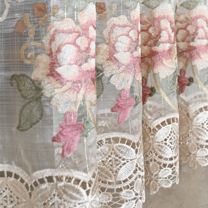 Luxury European Style Velvet Embroidery Curtains for Living Room Bedroom Embroidery Flowers Semi Hollow Blackout Curtain 1 Panel