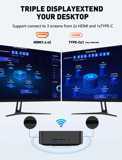 New Windows 11 Pro Portable Mini PC Gamer Core i9 8950HK i3 6100 Mini Computer 16GB RAM 1TB SSD 1000M Ethernet Gaming PC Desktop