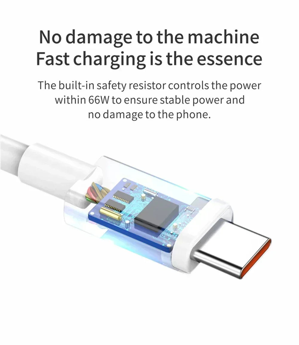 6A 66W Super Fast EU US Wall Charger Adapter 6A Type-C Cable For Huawei Mate 40 50 60 P50 Nova8 9 10 Honor 90 100 X7 X8 X9 Magic
