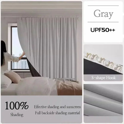 1PC 100% Blackout Curtain solid color High Shading Privacy Coated Insulated Lining Bedroom Living Room Partition Privacy Curtain