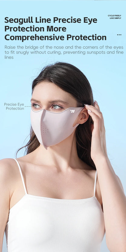 WEST BIKING Summer Sunscreen Traceless Mask 3D Ice Silk Breathable UV Protection Mask Summer Outdoor Sport Cycling Sports Masks