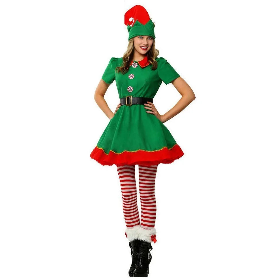 2024 Christmas Clothing Set Boy Girl Family Matching Outfit Kid Adult Santa Claus Cosplay Costume Hat Socks Pant Elf Clothes
