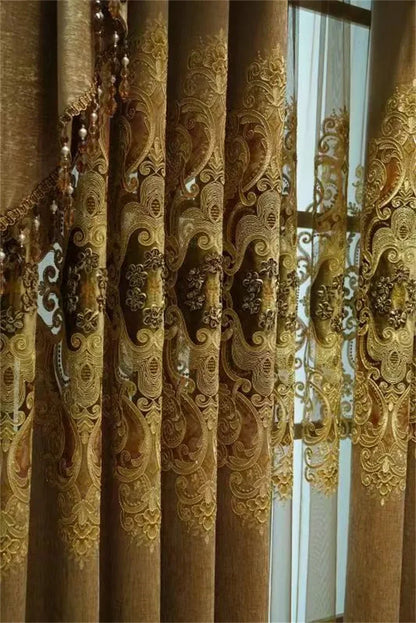 Europe Luxury Style Embroidery Chenille Blackout Curtain High Quality Decoration Living Room Dining Room Bedroom Valance Curtain