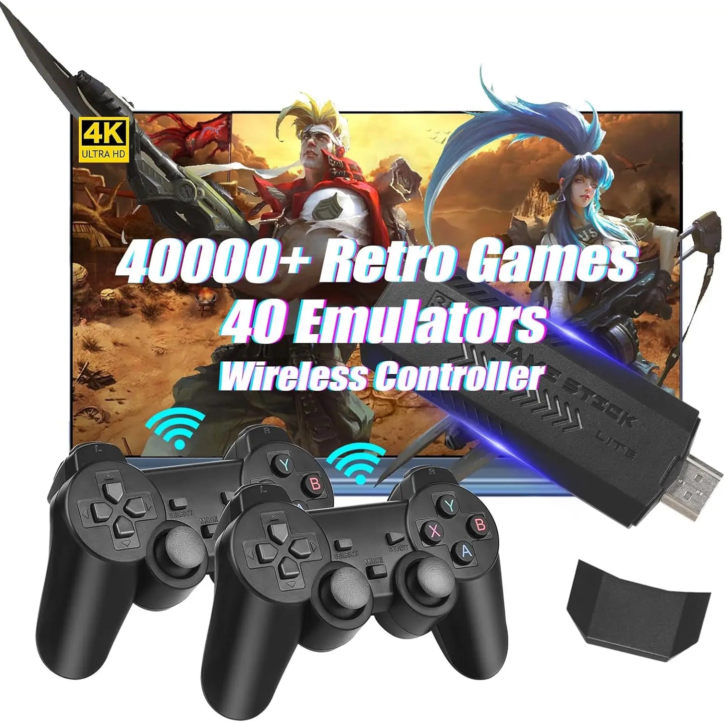 New 4K HD X2 Plus Game Stick Retro Game Console 40000 Games Wireless TV Video Handheld Gaming Player Emulator Game Toy Kid Gift