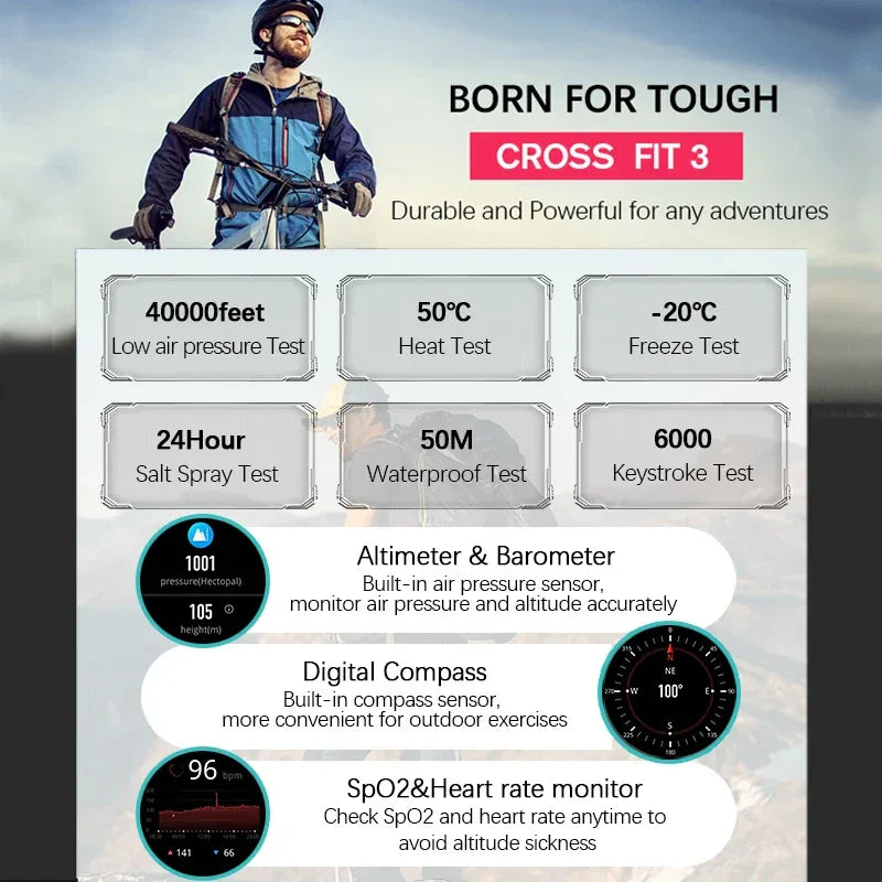 NORTH EDGE New GPS Watches Men Sport Smart Watch HD AMOLED Display 50M ATM Altimeter Barometer Compass Smartwatch for Men