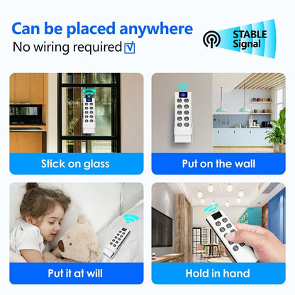 RF Wireless Smart Light Switch 433MHz 110V 220V Mini Relay Receiver Module ,4-in-1 Remote Control,For Led Light Lamp Fan ON/OFF