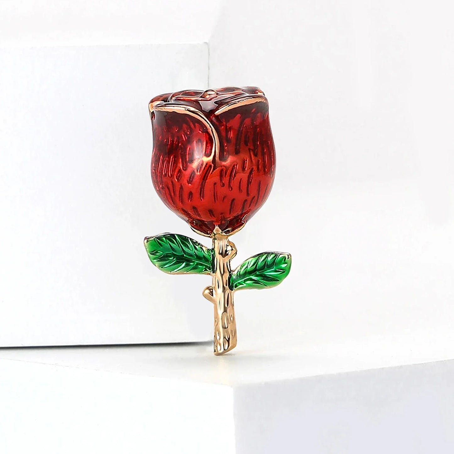Valentine's Day Enamel Rose Brooches for Women Rhinestone Plant Flower Pins Banquet Party Backpack Gifts Jewelry Accessories