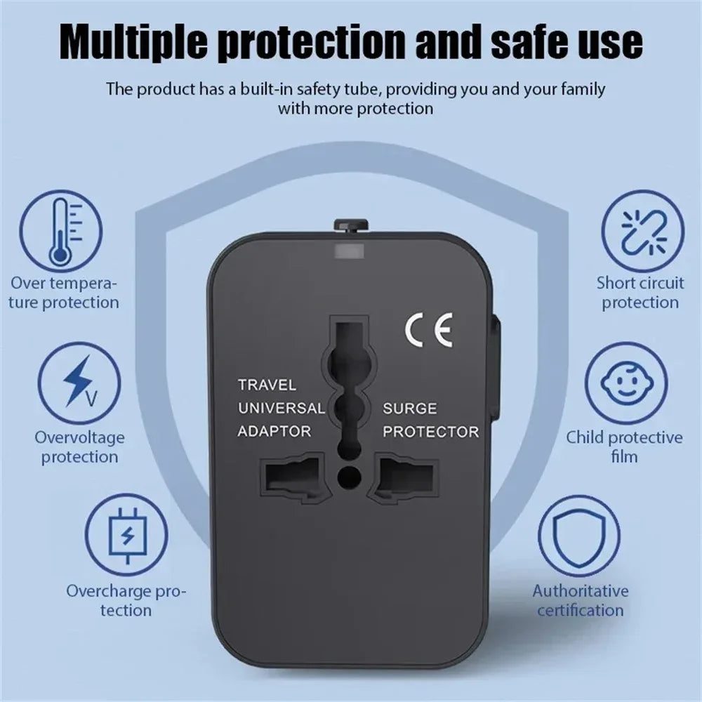 Universal Travel AC Power Adapter with Dual USB Ports EU US UK AU Outlet Converter Socket Plug Global Conversion Charger
