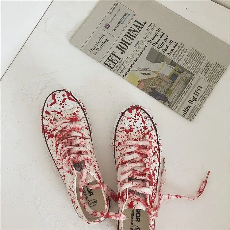 Graffiti Sneakers Men Women Black Ink Dirty Shoes Size 35-44 College Hiphop Style School Couple Shoes 2024 Spring Canvas Sneaker