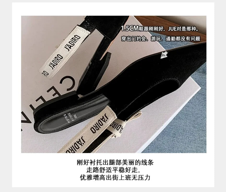 2025 New Fashionable Pointed-toe Buckle Solid Color High-heeled Sandals for Women in Spring and summer  Luxury Shoes