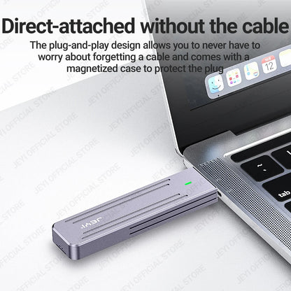 JEYI M.2 NVMe(USB 3.2 10Gbps)Direct-attach  Enclosure,USB-A Plug In-line Aluminum 2242 2280 SSD Case With Magnet Protective Case