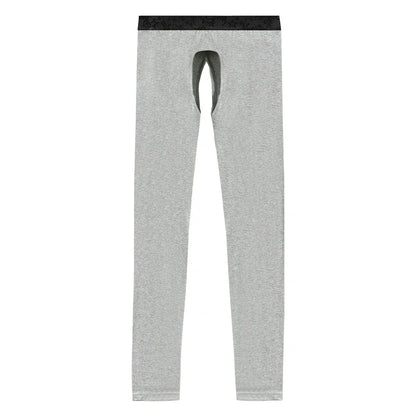 Men's Thin Thermal Pants with Open Crotch, Base Layer Pants for Middle-Aged and Elderly Men, Autumn and Winter Tight-Fitting Inner Pants, Men's Cotton Pants