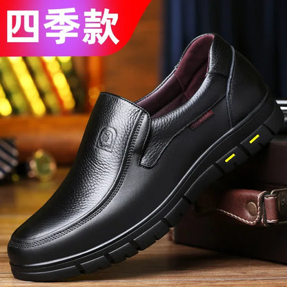 2026 Men's Shoes Genuine Leather Business Dress Leisure Middle-Aged and Elderly Dad's Shoes, Men's Leather Shoes 48 Size Summer