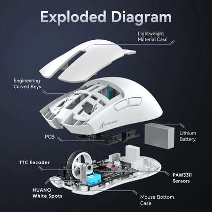 ATTACK SHARK X11 Wireless Gaming Mouse PAW3311 Sensor 22000DPI 3 Modes Wired 2.4G BT 280mAh Rechargeable Mouse