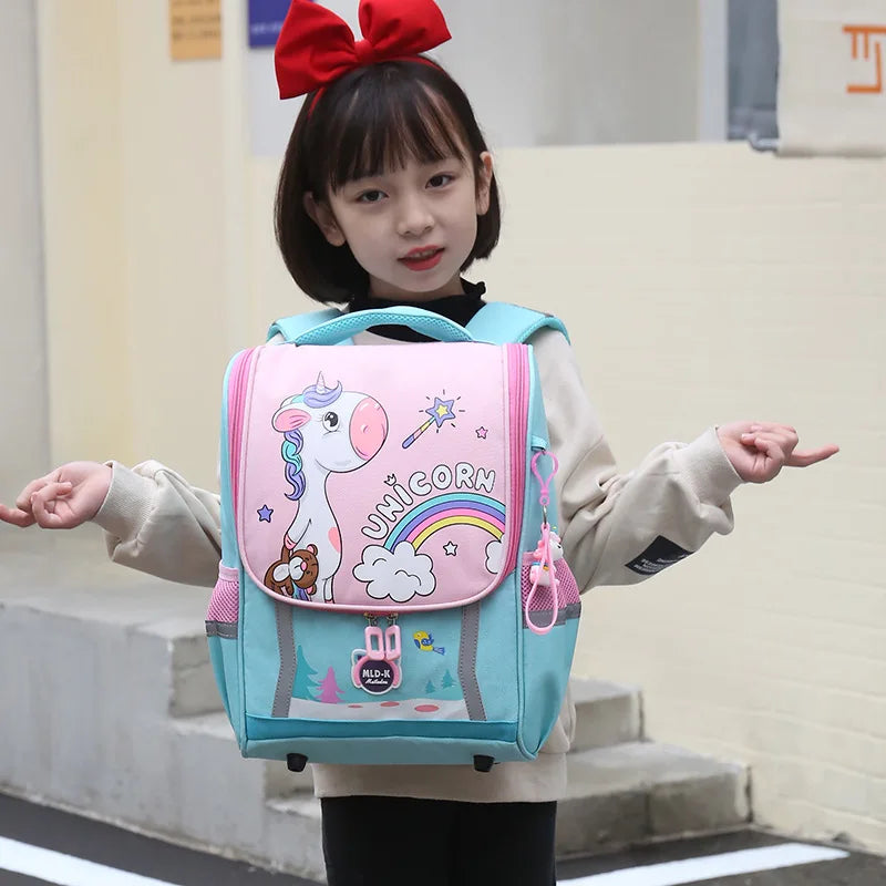 Waterproof Children Primary School Bags Cute Unicorn Rainbow Backpacks Kids Cartoon Animal Dinasour Shcoolbags for Kindergarten