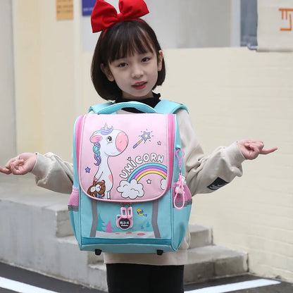 Waterproof Children Primary School Bags Cute Unicorn Rainbow Backpacks Kids Cartoon Animal Dinasour Shcoolbags for Kindergarten