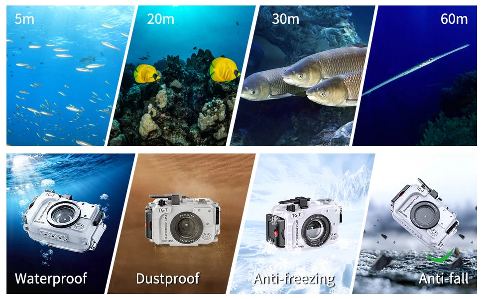 Seafrogs Scuba Diving Camera Case Cover For Olympus TG 7 TG 5 TG 6 Underwater Photography Equipment Waterproof Camera Housing 60