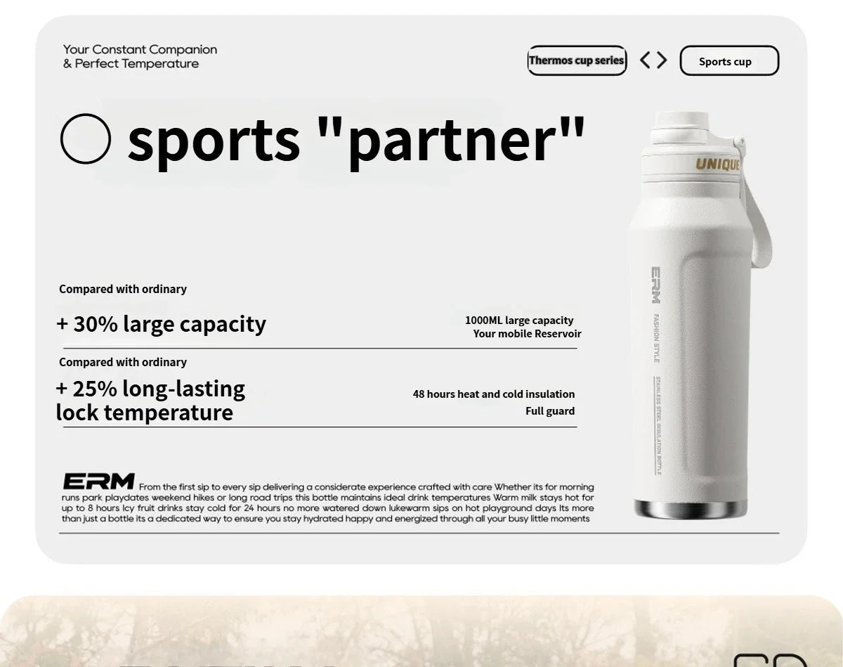 Large Capacity Waterbottle  Insulated Flasks Stainless Steel Tumble Cycling Sports Portable Water Bottle for Men