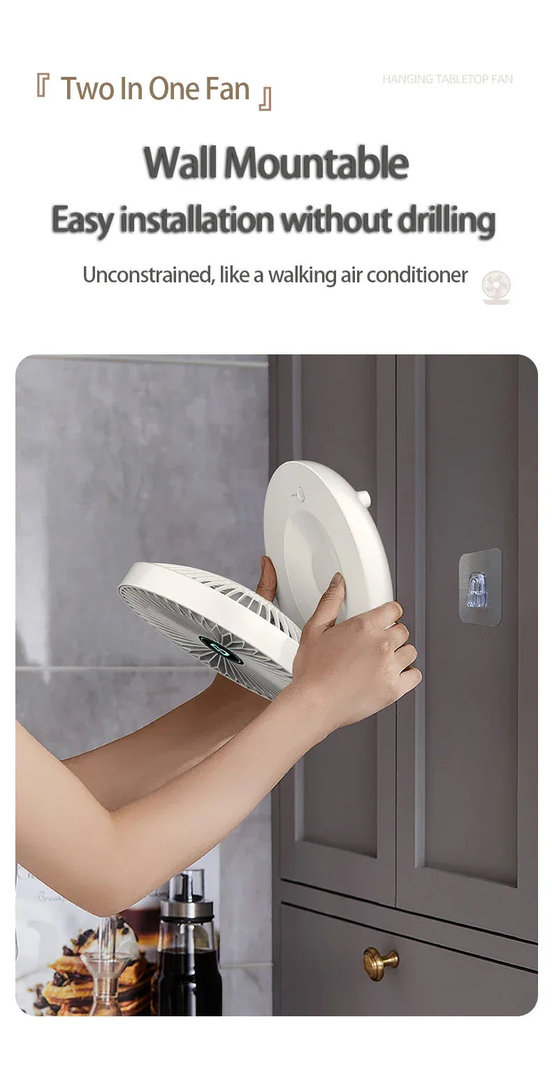 2024 Best Sellers 2IN1 Folding Desktop Fan Portable Air Conditioner Wall Mounted Fan Rechargeable With 3 Gears for Home Office